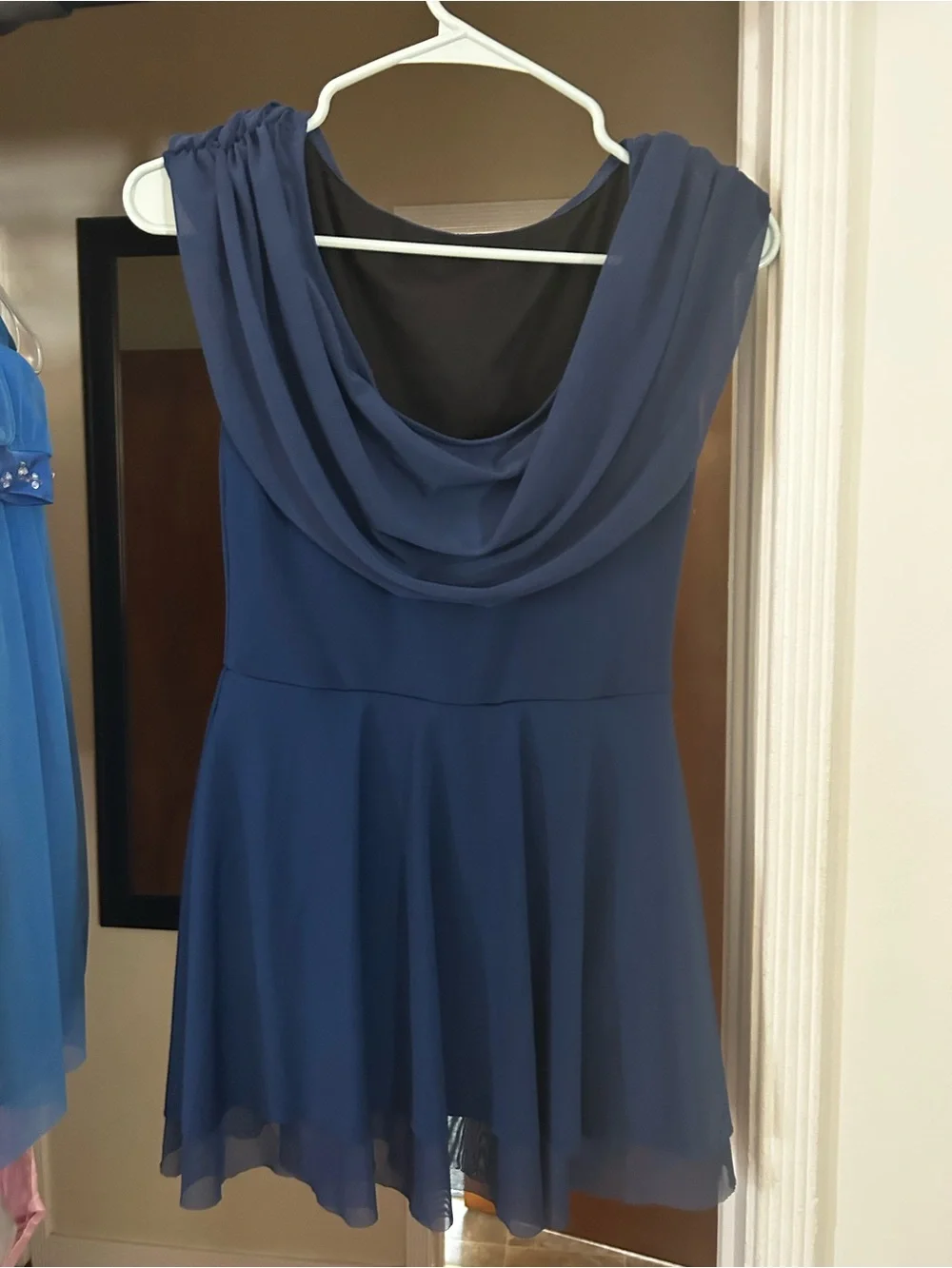 Weissman Navy Draped Shoulder Bellet/lyrical Costume